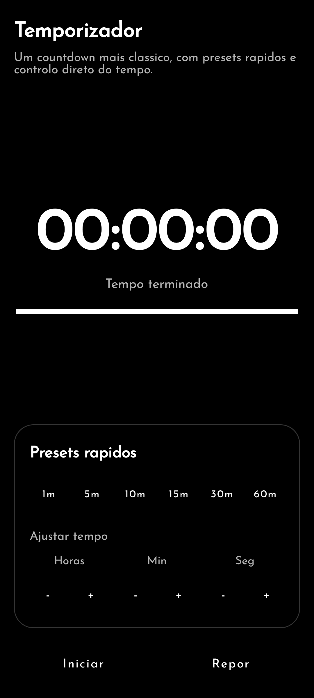 Temporizador de foco do Focus Launcher.